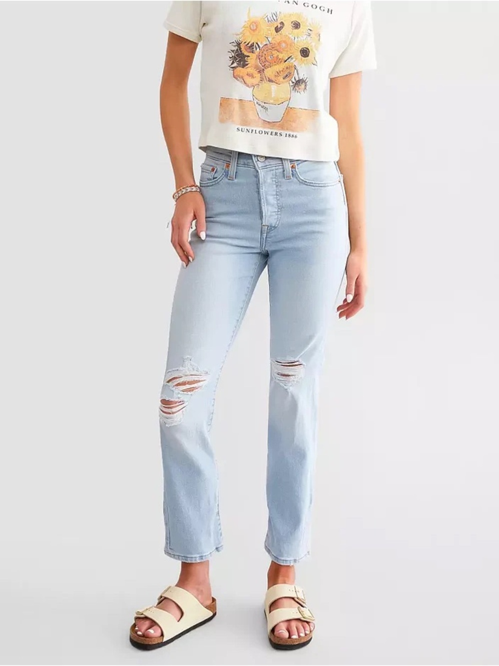 Levi’s Wedgie Straight Button Fly Distressed Jeans